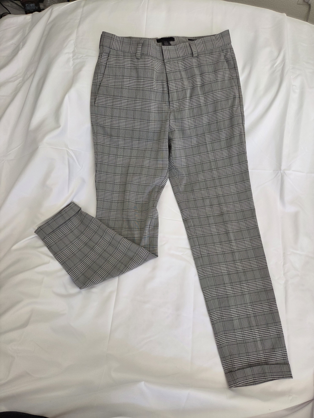 H&M Gray Plaid Skinny Ankle Pants